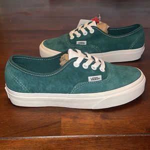 Vans Authentic Green Pig Suede Water Repellent Skate Shoes